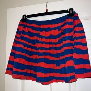 Free hug pleated blue and red striped skirt